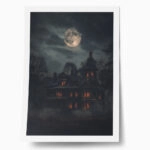 Poster VINTAGE AUTUMN HALLOWEEN HAUNTED HOUSE