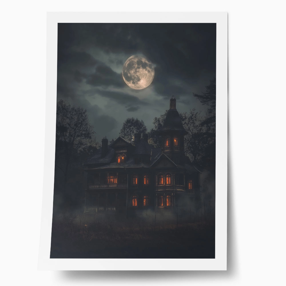 Poster VINTAGE AUTUMN HALLOWEEN HAUNTED HOUSE