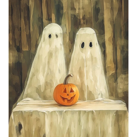 Poster VINTAGE AUTUMN HALLOWEEN PUMPIK GHOSTS -  Sticky 2