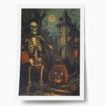 Poster VINTAGE AUTUMN HALLOWEEN SKELETON 2