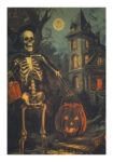 Poster VINTAGE AUTUMN HALLOWEEN SKELETON 2