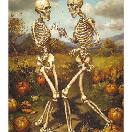Poster VINTAGE AUTUMN HALLOWEEN SKELETONS DANCING 2 -  Sticky 2