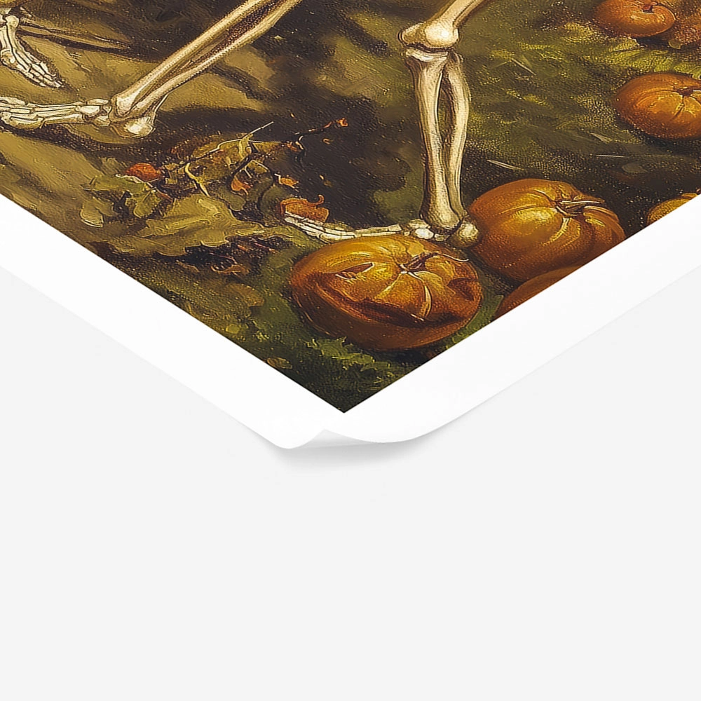 Poster VINTAGE AUTUMN HALLOWEEN SKELETONS DANCING 2