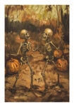 Poster VINTAGE AUTUMN HALLOWEEN SKELETONS DANCING 3