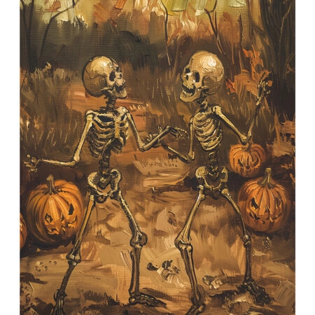 Poster VINTAGE AUTUMN HALLOWEEN SKELETONS DANCING 3 -  Sticky 2