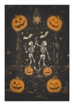 Poster VINTAGE AUTUMN HALLOWEEN SKELETONS DANCING 4