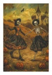 Poster VINTAGE AUTUMN HALLOWEEN SKELETONS DANCING 5
