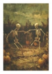 Poster VINTAGE AUTUMN HALLOWEEN SKELETONS DANCING