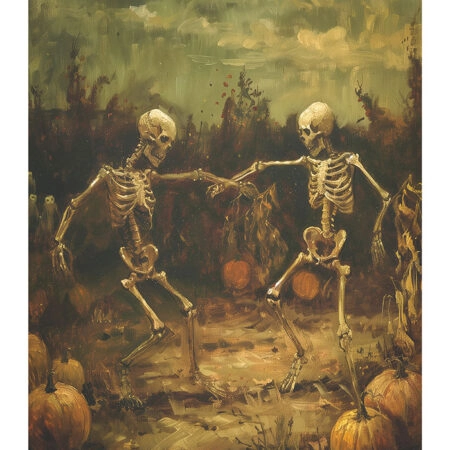Poster VINTAGE AUTUMN HALLOWEEN SKELETONS DANCING -  Sticky 2