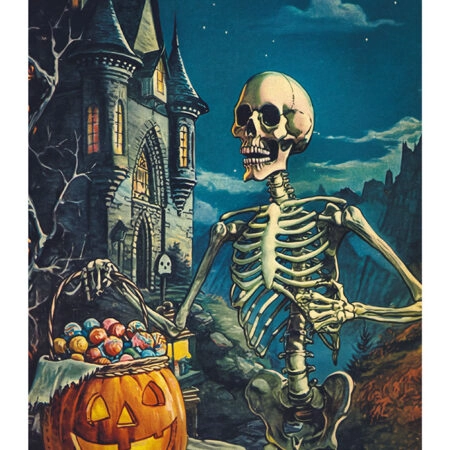 Poster VINTAGE AUTUMN HALLOWEEN SKELETON -  Sticky 2