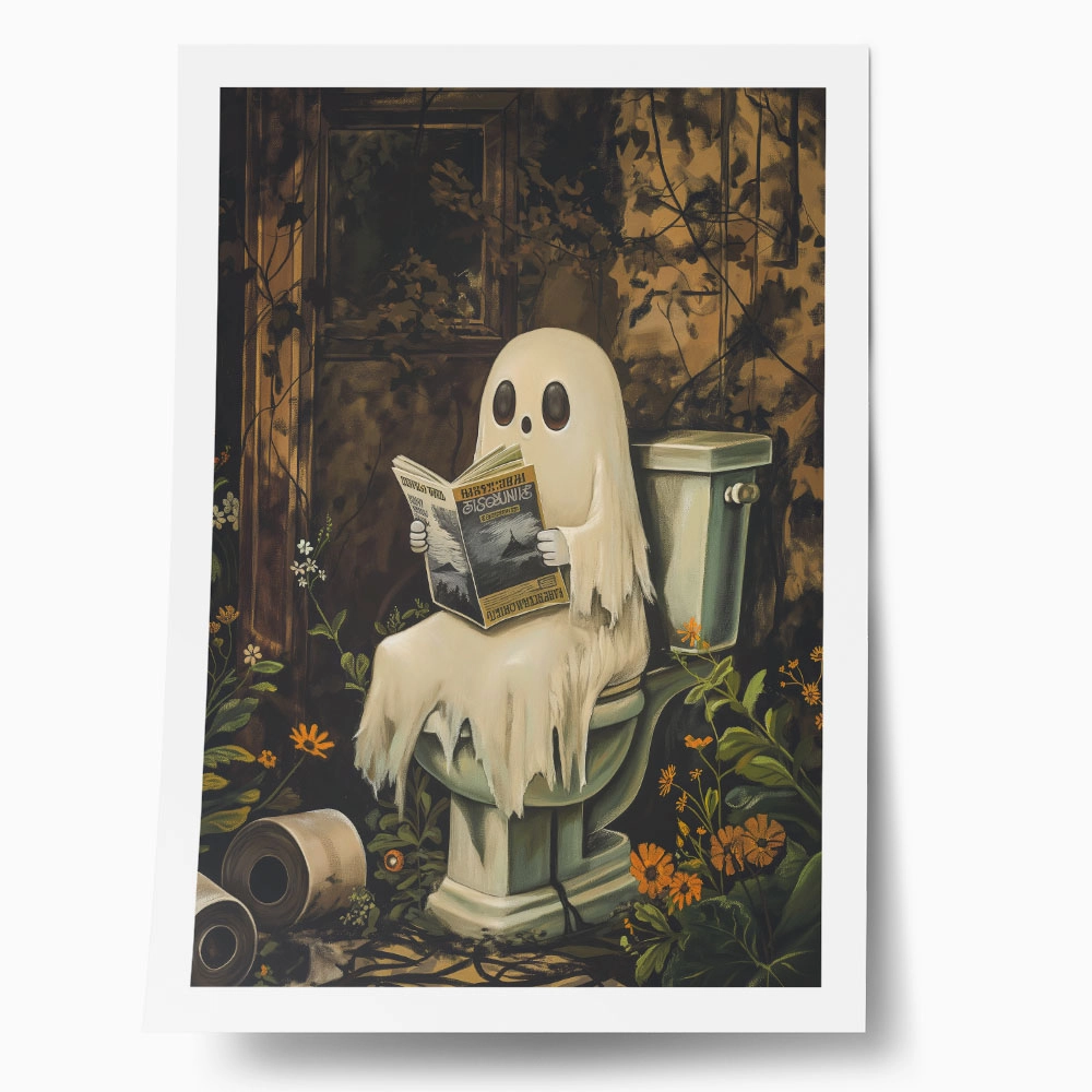 Poster VINTAGE AUTUMN HALLOWEEN TOILET GHOST 3