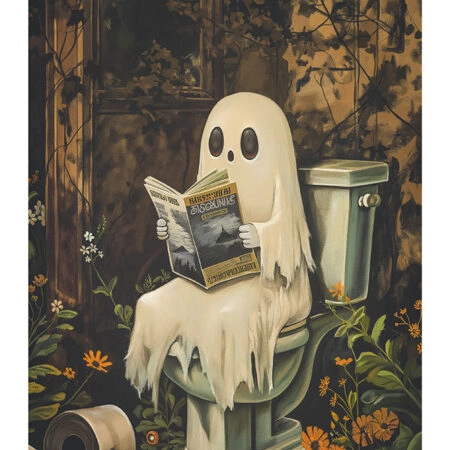 Poster VINTAGE AUTUMN HALLOWEEN TOILET GHOST 3 -  Sticky 2