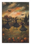 Poster VINTAGE AUTUMN HALLOWEEN WITCHES DANCING 2