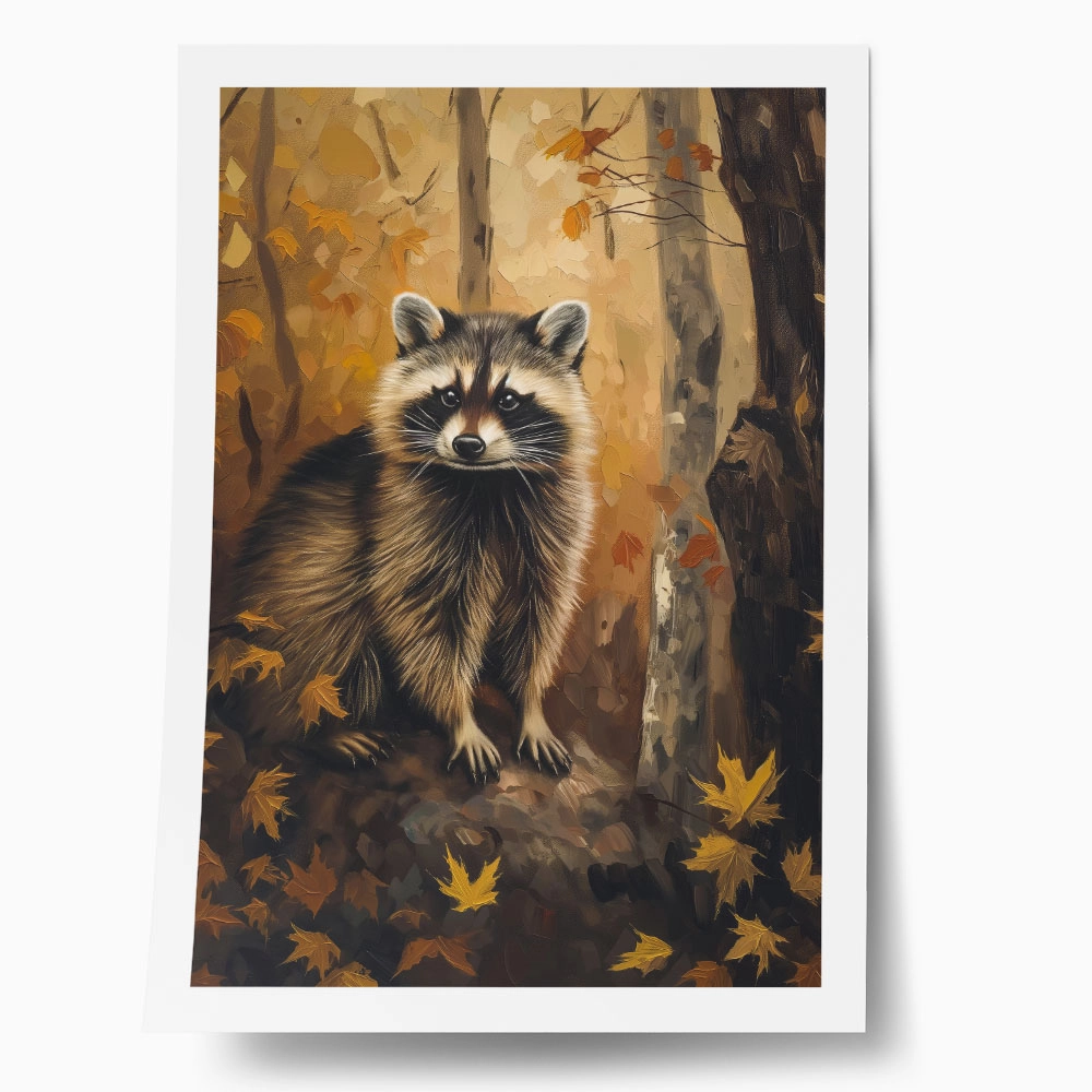 Poster VINTAGE AUTUMN RACOON 3