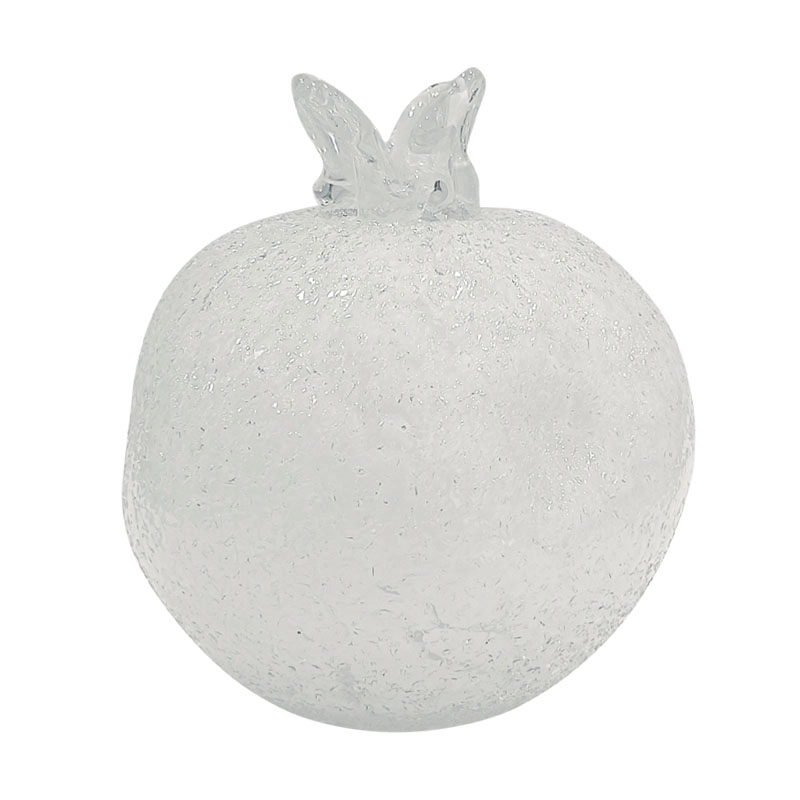 Decorative pomegranate, white handblown glass, ice effect, large - Φ12x12.5cm 12/BOX