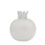 Decorative pomegranate, white handblown glass, ice effect, medium - Φ9x11cm 12/BOX