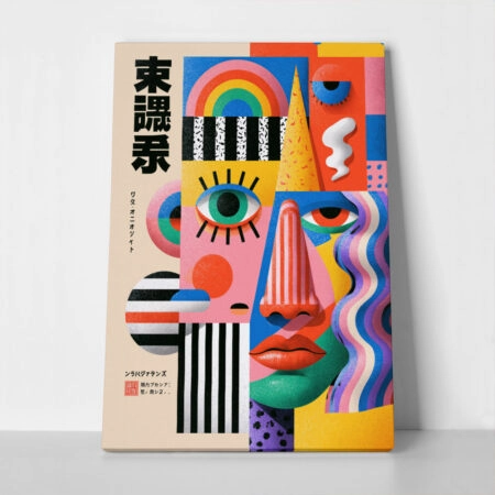 Πίνακας σε Καμβά JAPANESE ABSTRACT FACE - 