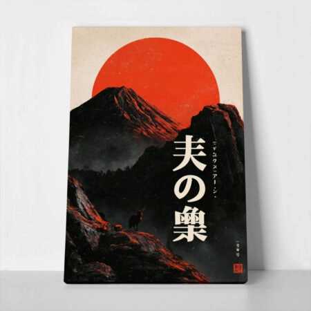 Πίνακας σε Καμβά JAPANESE BLACK MOUNTAIN - 