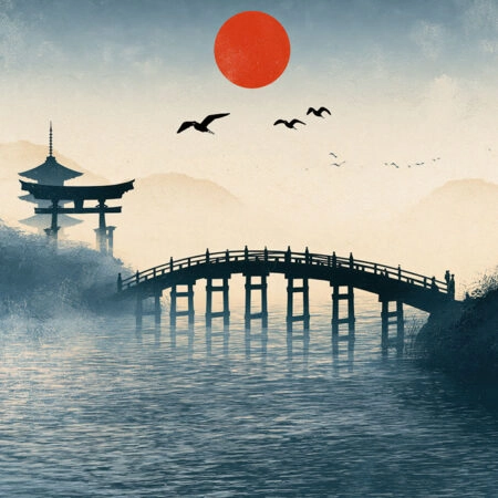 Πίνακας σε Καμβά JAPANESE BRIDGE -  Sticky 5