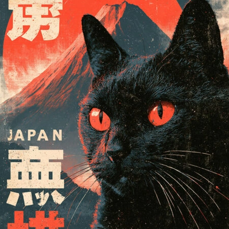Πίνακας σε Καμβά JAPANESE CAT 2 -  Sticky 5