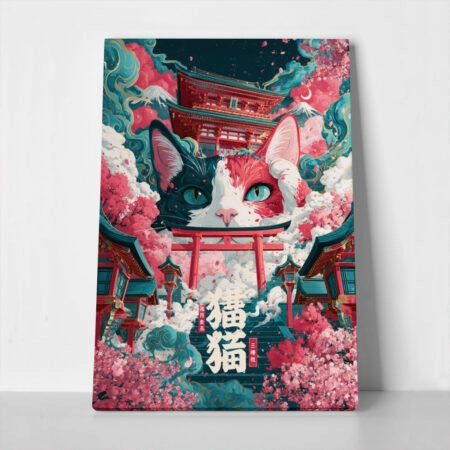 Πίνακας σε Καμβά JAPANESE CAT 3 - 