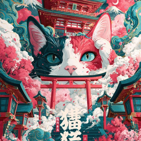 Πίνακας σε Καμβά JAPANESE CAT 3 -  Sticky 5
