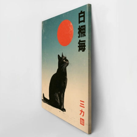 Πίνακας σε Καμβά JAPANESE CAT 4 -  Sticky 2