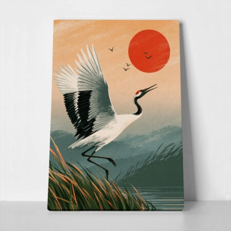 Πίνακας σε Καμβά JAPANESE CRANE 6 - 