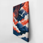 Canvas Wall Art JAPANESE CRANES WITH MOUNTAINS