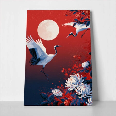Πίνακας σε Καμβά JAPANESE CRANES - 
