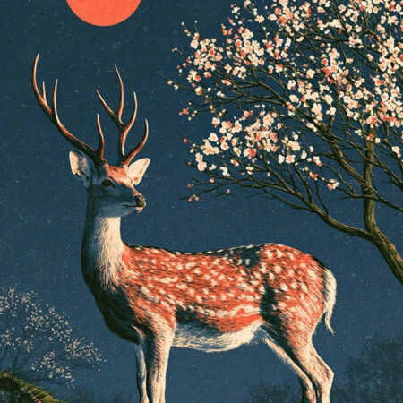Πίνακας σε Καμβά JAPANESE DEER 3 -  Sticky 5