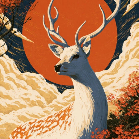 Πίνακας σε Καμβά JAPANESE DEER -  Sticky 5
