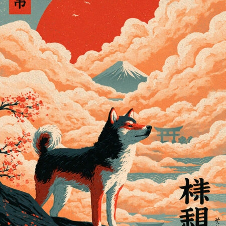 Πίνακας σε Καμβά JAPANESE DOG 2 -  Sticky 5