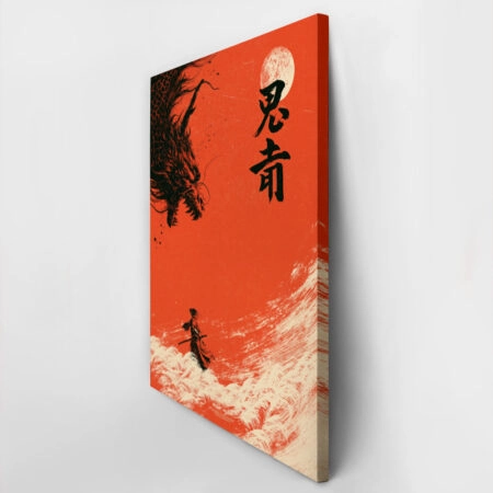 Πίνακας σε Καμβά JAPANESE DRAGON AND SAMURAI -  Sticky 2