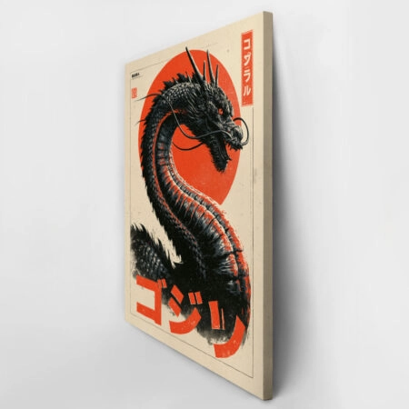 Πίνακας σε Καμβά JAPANESE DRAGON WITH RED SUN -  Sticky 2