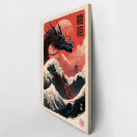 Πίνακας σε Καμβά JAPANESE DRAGON WITH WAVES -  Sticky 2