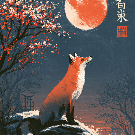 Πίνακας σε Καμβά JAPANESE FOX 2 -  Sticky 5