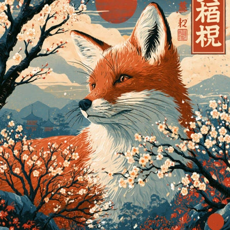 Πίνακας σε Καμβά JAPANESE FOX -  Sticky 5