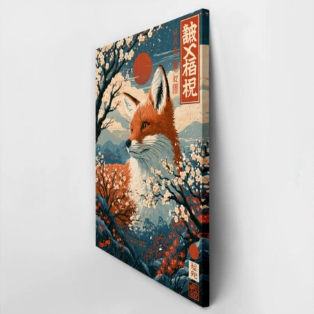 Πίνακας σε Καμβά JAPANESE FOX -  Sticky 2