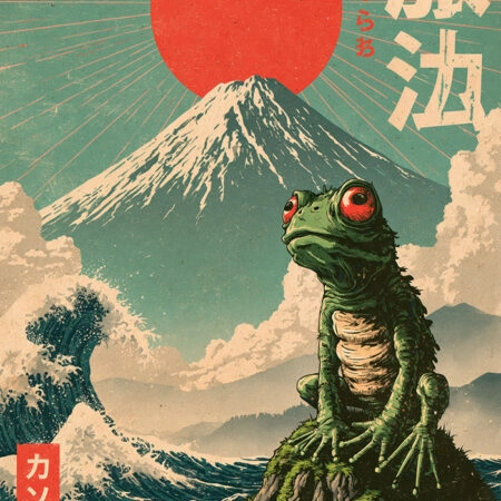 Πίνακας σε Καμβά JAPANESE FROG -  Sticky 5