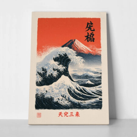 Πίνακας σε Καμβά JAPANESE GREAT WAVE WITH MOUNT FUJI 2 - 