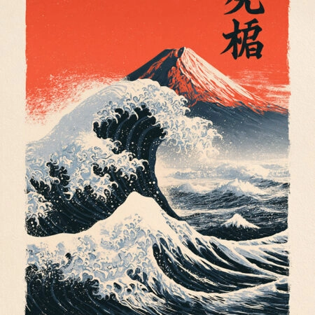 Πίνακας σε Καμβά JAPANESE GREAT WAVE WITH MOUNT FUJI 2 -  Sticky 5