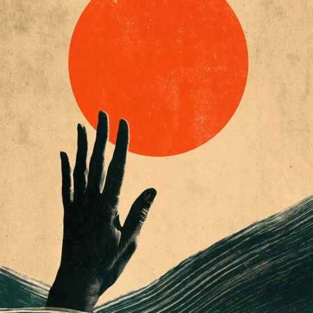 Πίνακας σε Καμβά JAPANESE HAND IN WAVES -  Sticky 5