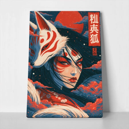 Πίνακας σε Καμβά JAPANESE KITSUNE MASK