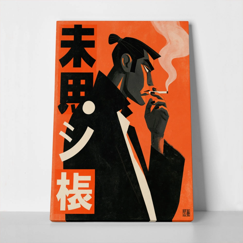 Πίνακας σε Καμβά JAPANESE MAN SMOKING