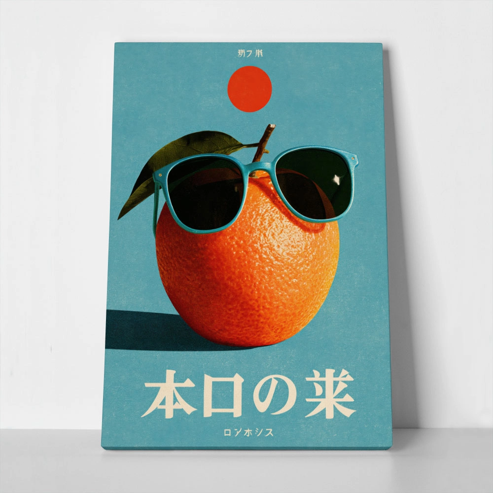 Πίνακας σε Καμβά JAPANESE ORANGE WITH SUNGLASSES