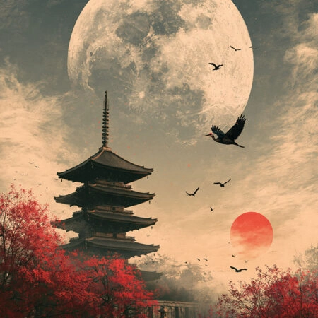Πίνακας σε Καμβά JAPANESE PAGODA 5 -  Sticky 5