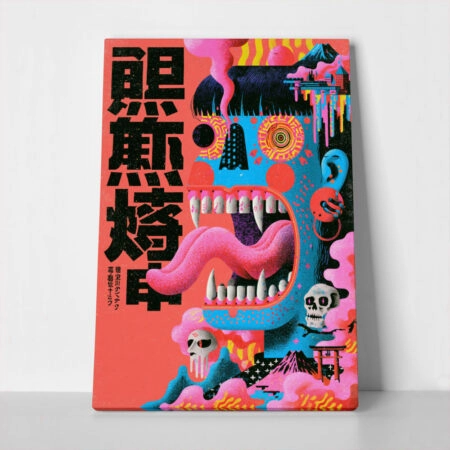 Πίνακας σε Καμβά JAPANESE PSYCHEDELIC FACE - 