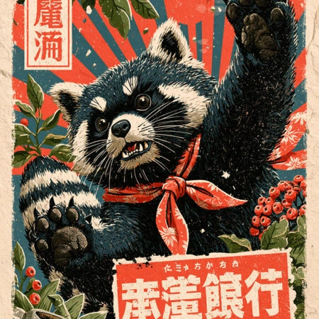 Πίνακας σε Καμβά JAPANESE RED PANDA -  Sticky 5