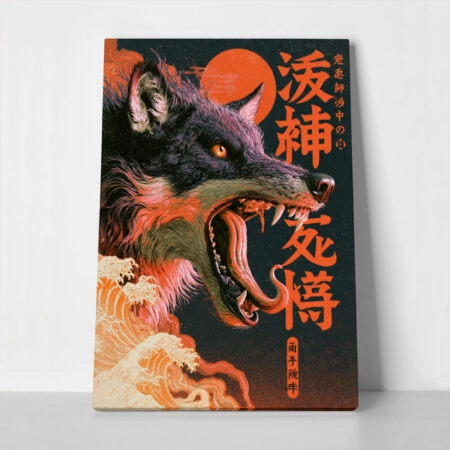 Πίνακας σε Καμβά JAPANESE ROARING WOLF